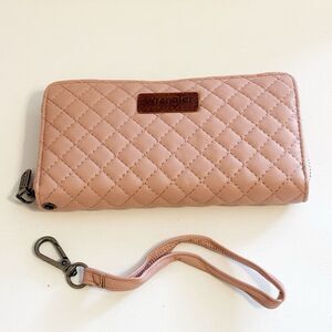 Wrangler Pink Zipped Around Wallet with RFID Protection Faux Leather NWT